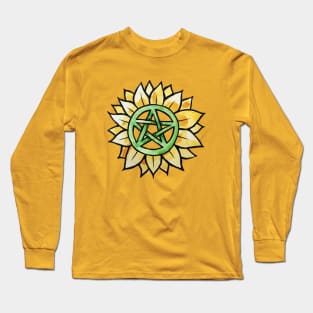 Sunflower Pentagram Green Witch Long Sleeve T-Shirt